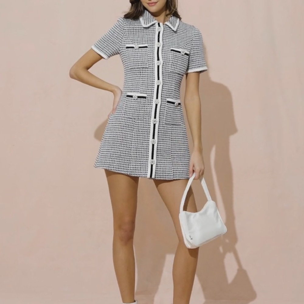 SHEIN Gray Mini Sheath Dress with Peter Pan Collar - Picture 5 of 5